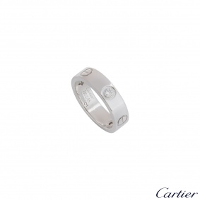 Cartier?White Gold Half Diamond Love Ring Size 55 B4032555